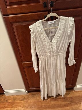 Wren White Eyelet Ruffle Maxi Dress